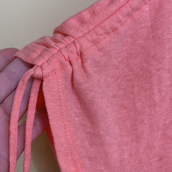 Joie | NWT Salmon Pink Cinch Shoulders Linen Blend Cap Sleeve Round Neck Top S - Picture 6 of 11